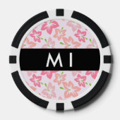 Roze Hibiscus, Roze Bloemen, Jouw naam Poker Chips (Voorkant)