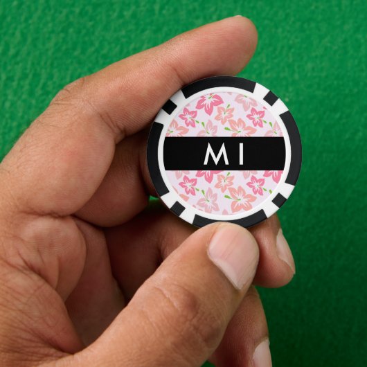 Roze Hibiscus, Roze Bloemen, Jouw naam Poker Chips (Hand)