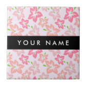 Roze Hibiscus, Roze Bloemen, Jouw naam Tegeltje (Voorkant)