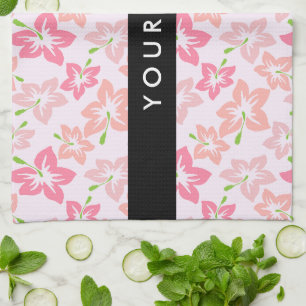 Roze Hibiscus, Roze Bloemen, Jouw naam Theedoek