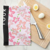 Roze Hibiscus, Roze Bloemen, Jouw naam Theedoek (Quarter Fold)