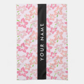 Roze Hibiscus, Roze Bloemen, Jouw naam Theedoek (Verticaal)