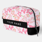 Roze Hibiscus, Roze Bloemen, Jouw naam Toilettasje (Rechterhoek)