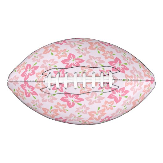 Roze hibiscus, roze bloemen, patroon van bloemen american football (Voorkant)