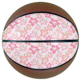 Roze hibiscus, roze bloemen, patroon van bloemen basketbal