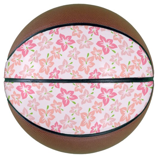 Roze hibiscus, roze bloemen, patroon van bloemen basketbal (Voorkant)