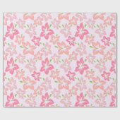 Roze hibiscus, roze bloemen, patroon van bloemen cadeaupapier (Vlak)