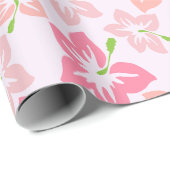 Roze hibiscus, roze bloemen, patroon van bloemen cadeaupapier (Rol Hoek)