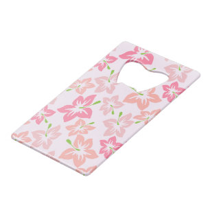 Roze hibiscus, roze bloemen, patroon van bloemen creditkaart flessenopener