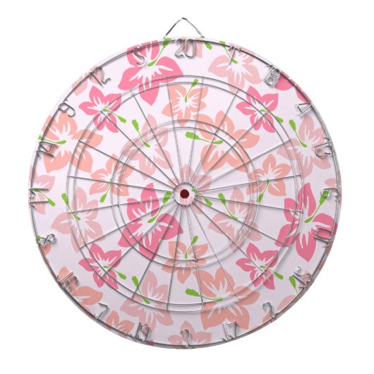Roze hibiscus, roze bloemen, patroon van bloemen dartbord (Voorkant)