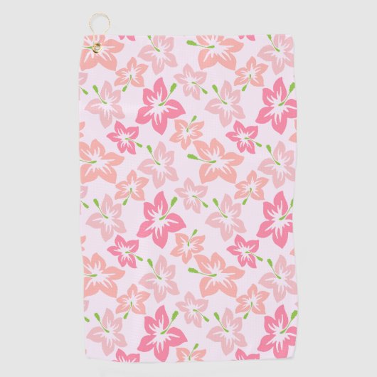 Roze hibiscus, roze bloemen, patroon van bloemen golfhanddoek (Voorkant)
