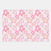 Roze hibiscus, roze bloemen, patroon van bloemen inpakpapier vel (Voorkant)