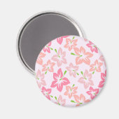 Roze hibiscus, roze bloemen, patroon van bloemen magneet (Voorkant / Achterkant)