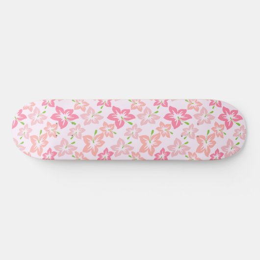 Roze hibiscus, roze bloemen, patroon van bloemen persoonlijk skateboard (Horizontaal)