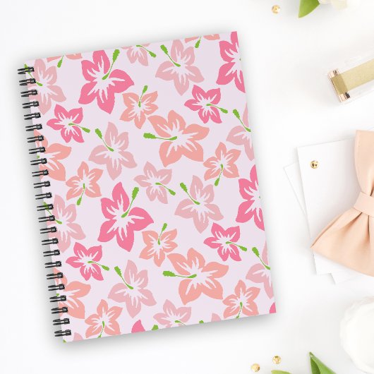 Roze hibiscus, roze bloemen, patroon van bloemen planner
