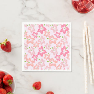 Roze hibiscus, roze bloemen, patroon van bloemen servet