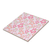 Roze hibiscus, roze bloemen, patroon van bloemen tegeltje (Zijkant)