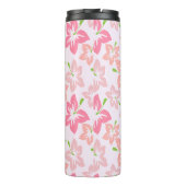 Roze hibiscus, roze bloemen, patroon van bloemen thermosbeker (Achterkant)