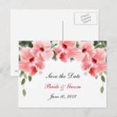 Roze Hibiscus Save the Date Briefkaart (Voorkant / Achterkant)