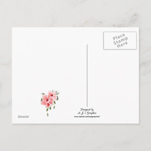 Roze Hibiscus Save the Date Briefkaart (Achterkant)
