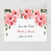 Roze Hibiscus Save the Date Briefkaart (Voorkant)