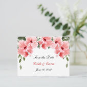 Roze Hibiscus Save the Date Briefkaart (Staand voorkant)