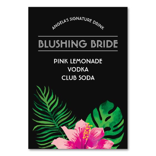 Roze Hibiscus Signature Drink Kaart (Voorkant)
