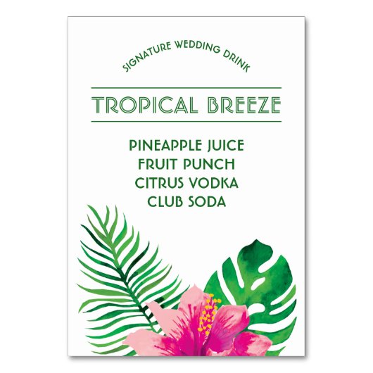 Roze Hibiscus Signature Drink Kaart (Voorkant)