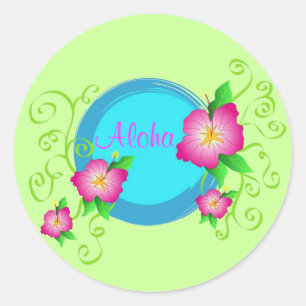 Roze hibiscus - Sticker