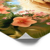 Roze Hibiscus Strand Palomino Paard Poster (Hoek)