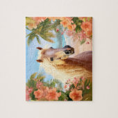 Roze Hibiscus Strand Palomino Paard Puzzel Legpuzzel (Verticaal)