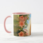 Roze Hibiscus Strand Palomino Paardenkoffie Mok (Links)