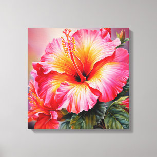 roze Hibiscus Stretched Canvas Print