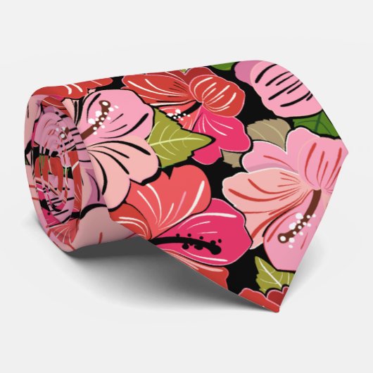 Roze Hibiscus Stropdas (Opgerold)