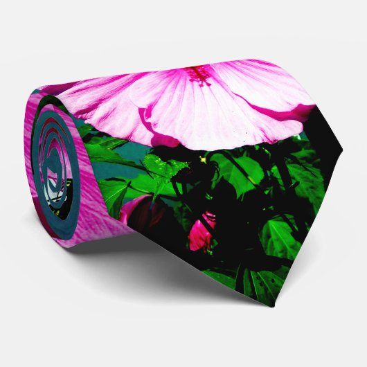 Roze Hibiscus Stropdas (Opgerold)