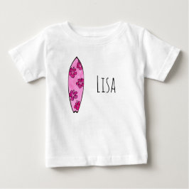 Roze hibiscus surfplank met aanpasbare naam