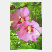Roze Hibiscus Tea Towel Theedoek (Verticaal)
