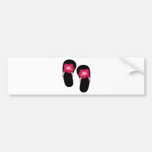 Roze Hibiscus Teenslippers Bumpersticker