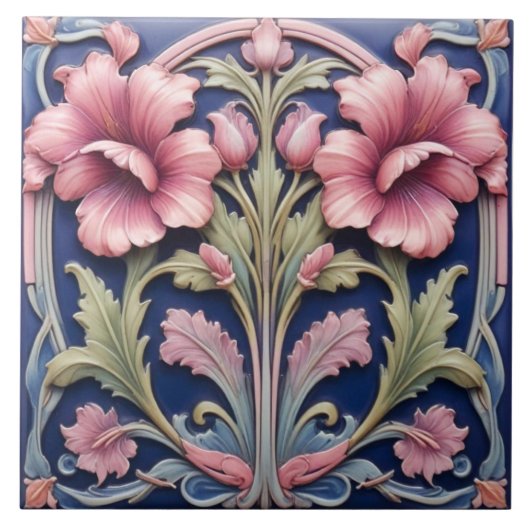 Roze Hibiscus Tegeltje (Voorkant)