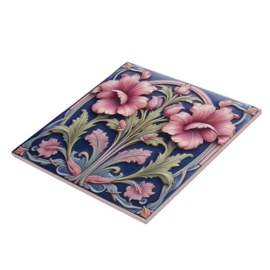 Roze Hibiscus Tegeltje (Zijkant)