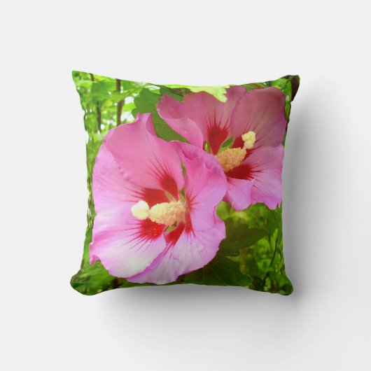 Roze hibiscus Throw Cushion Kussen (Voorkant)