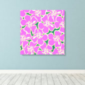 Roze Hibiscus Tropical Flowers Hawaiian Luau Decor Canvas Afdruk (Insitu (Houten vloer))