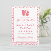Roze Hibiscus Tropical Flowers Jubileum Luau Kaart (Staand voorkant)