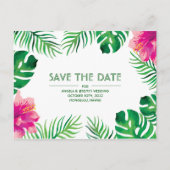 Roze Hibiscus Tropical Save the Date Briefkaart (Voorkant)