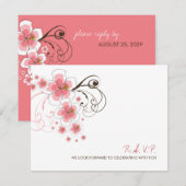 Roze Hibiscus Tropisch Strand Bruiloft RSVP-kaart Kaart (Voorkant / Achterkant)