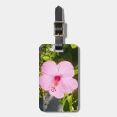 Roze Hibiscus Tropische Bloem Bagagelabel (Voorkant verticaal)