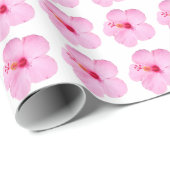 Roze Hibiscus Tropische Bloem Cadeaupapier (Rol Hoek)