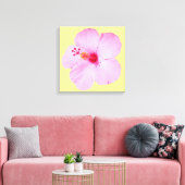Roze Hibiscus Tropische Bloem Canvas Afdruk (Insitu (Woonkamer))
