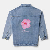 Roze Hibiscus Tropische Bloem Denim Jacket (Achterkant)