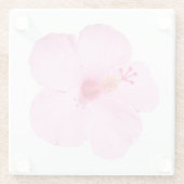 Roze Hibiscus Tropische Bloem Glazen Onderzetter (Achterkant)